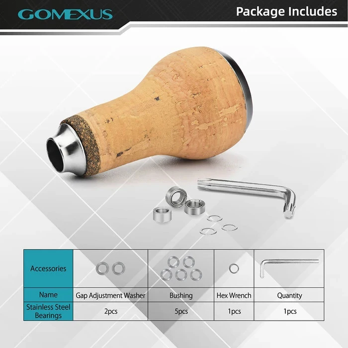 Gomexus Handle Knob Cork For Spinning Reel - Cork/Silver 6 Gomexus Handle Knob Cork For Spinning Reel - Cork/Silver – Image 4