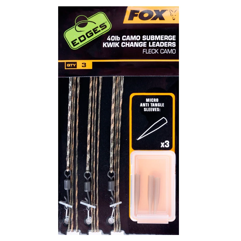 Fox Edges Camo Submerge Leaders Kwik Change 40lb 3 Fox Edges Camo Submerge Leaders Kwik Change 40lb